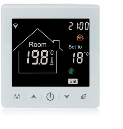AIDNTBEO Wired Digital WiFi Thermostat Designed For Electric Heating Systems Fully ProgrammableWith ForTuya Integration(White 16A)
