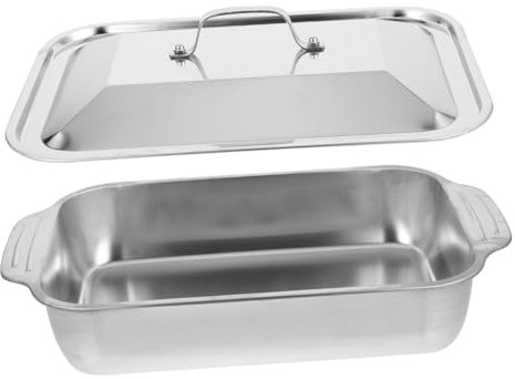 GRADENEVE Edelstahl Grillpfanne Für Fisch Rechteckige Bratpfanne Mit Deckel Langlebige Und Elegante Backform Für Zuhause Restaurant Und Grillpartys