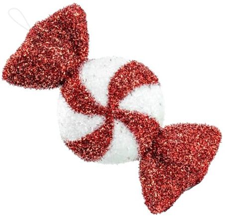 The Christmas Workshop Candy Cane Swirl Tinsel Decorations/Red and White Assorted Festive Christmas Tree Ornaments (1, Swirl Sweet)