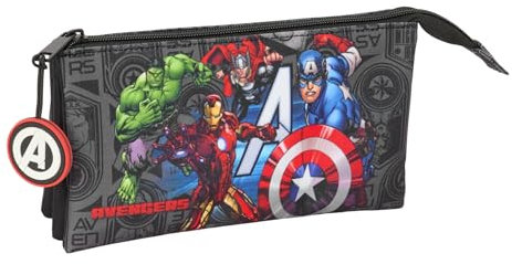 Safta Avengers Vendetta - Portatodo Triple, Estuche Infantil, Estuche Niño, Ideal para Niños en Edad Escolar, Cómodo y Versátil, Calidad y Resistencia, 22x3x12 cm