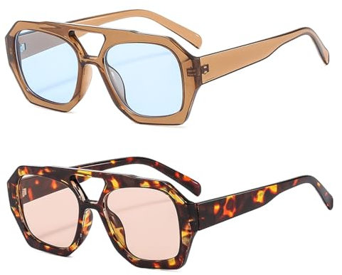 YAMEIZE Gafas de Sol Hexagonales Clásicas - UV400 - Retro Double Bridge Pilot - Unisex Adultos