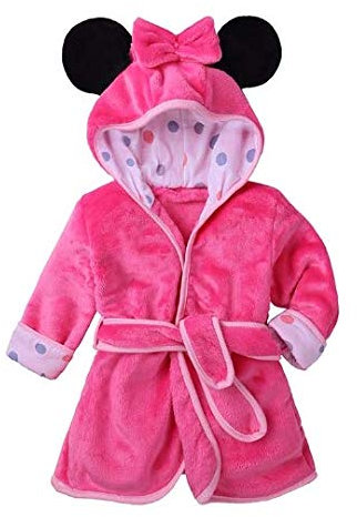 Little Mouse Collection: Lightweight Hooded Kids Animal Dressing Gown for Girls & Boys (Pink, XL)