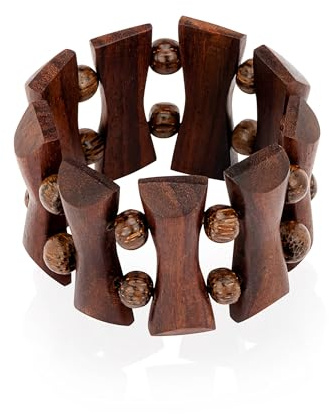 NKlaus Brett träarmband Bali – elastiskt, justerbart i storlek, handgjort naturarmband för kvinnor och män 13907