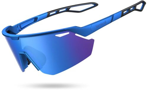 Lamicall Polarized Cycling Sun Glasses for Men Women - [24g Ultra-Light] UV400 Protection Sports Glasses for Running Driving Hiking Ski with TR90 Frame, Adjustable Nose Pad & Bendable Temples - Blue
