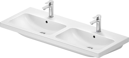 Duravit D-Code Doppelwaschtisch, mit 2 Hahnlöcher, mit Überlauf, 1200x480x165mm, Weiß Hochglanz, 24001200002
