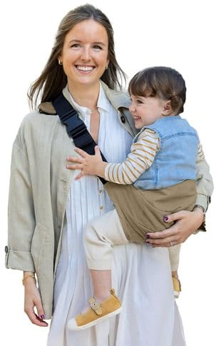 Jané Catch Porte-bébé latéral pour bébé de 9 à 48 mois, 100% coton, protection des épaules, réglable, ergonomique, antidérapant, marron