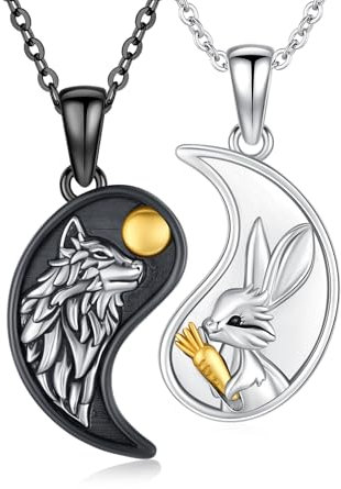 JFASHOP Yin Yang Halskette 925 Sterling Silber Freundschaftskette Yin Yang Anhänger Kette Partnerketten für Sie und Ihn Schmuck Geschenke für Damen Herren Couple