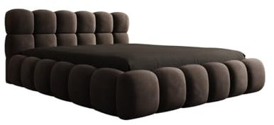 Luxusbetten24 Designer Polsterbett Boston Samt 140x200 mit Stauraum | Bezug: Samt | Farbe: Braun