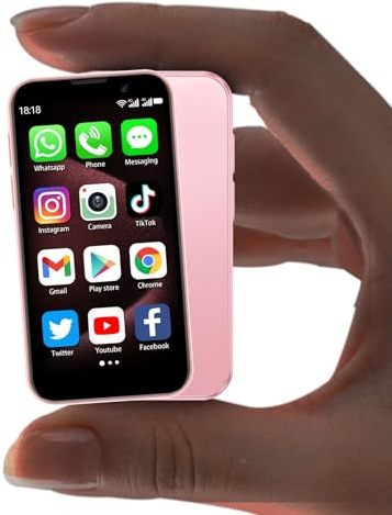 BLKE Max Mini Teléfono Desbloqueado, el Mini Smartphone más pequeño del mundo, Pantalla táctil HD de 3.0 pulgadas, Android compacto, Teléfono móvil para niños y estudiantes, Quad-Core, Doble SIM, Face