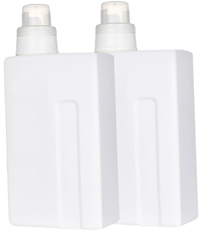 OFFIGAM Lot de 2 Bouteilles Vides Rechargeables 1000Ml pour Lessive Conteneurs de Voyage en Plastique Transparent pour Shampoing et Gel Bain Rangement Pratique à Domicile
