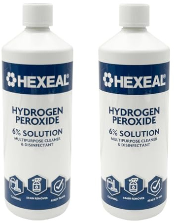Hexeal Hydrogen Peroxide 6% 2L – Multipurpose Cleaner, Stain Remover | 2 x 1L - Formulated for Effective Cleaning, Disinfecting Surfaces, and Removing Stubborn Stains