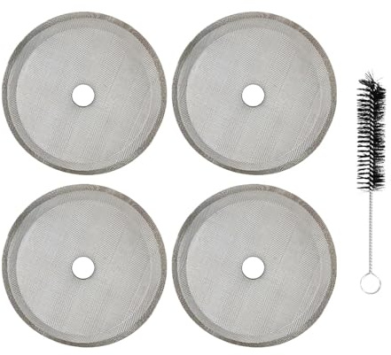 4 Pack 4-Inch Stainless Steel French Press Filters, Reusable Cafetiere Filter Mesh Screens, Replacement Coffee & Tea Filters for Compatible French Press Makers