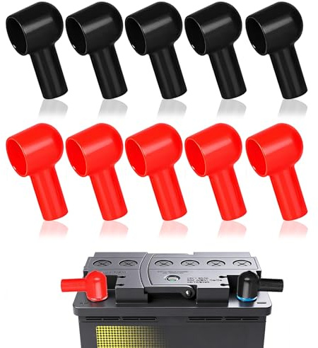 10 PCS Batterie Terminal Abdeckungen, Batteriepolabdeckung für Plus- & Minuspol, Rote & Schwarze Batteriepolhülsen für PKW, LKW, Motorrad & Boote, Schutzkappen für Batteriepolklemmen & Akkupole