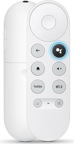 Mando de Voz para Google Chromecast con Google TV (4K/HD) G9N9N, Reemplazo para Google TV Streamer, Color Snow, con Botones de Acceso Directo Youtube y Netflix, Bluetooth, Blanco
