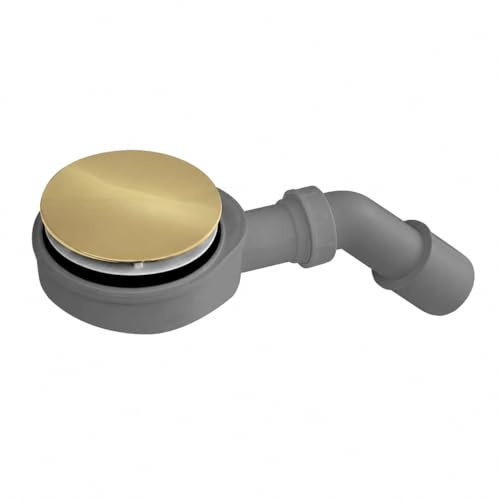 ECOLAM Ablaufgarnitur 90mm Jano für Dusche Duschwanne extra flach 58 mm/Farben (Gold glänzend)