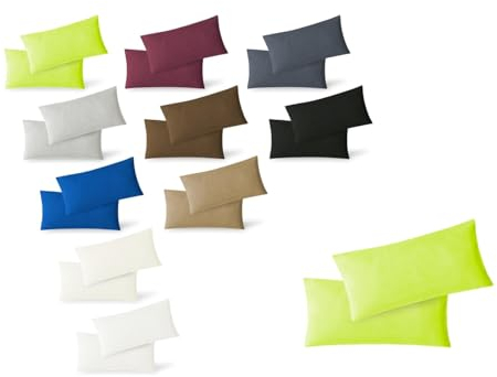 EXKLUSIV HEIMTEXTIL Jersey Kissenbezug Hülle 2 Sparpack Set mit Reißverschluss hochwertige Qualität 40 x 60 cm apfelgrün