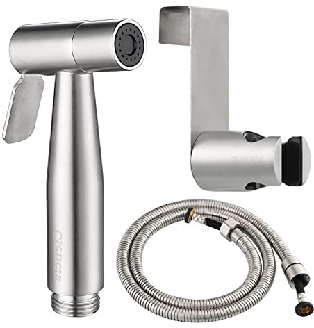 CIENCIA Douchette WC en Acier Inoxydable Kit Douchette Bidet avec Bidet Pulvérisateur et Support Douchette Nickel Brossé, WS024S