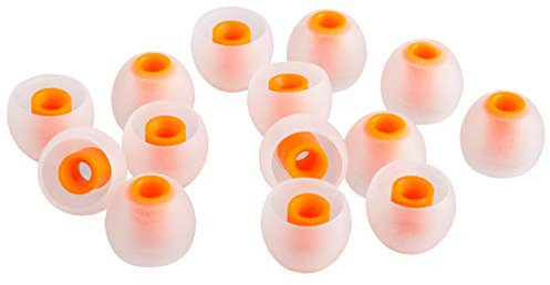 Xcessor (L 7 Pairs (14 Pieces) of Silicone Replacement In Ear Earphone Large Size Earbuds. Replacement Ear Tips for Popular In-Ear Headphones. Transparent/Orange