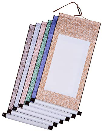 WANDIC Parchemin Suspendu Blanc, 6 PCS Parchemin de Peinture Vierge Écriture Chinoise Rouleaux de Papier Chinois pour la Peinture d'art de Calligraphie