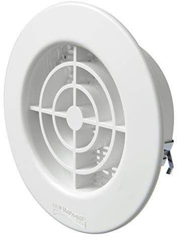 La Ventilazione TF8RB - Rejilla de ventilación redonda de plástico para empotrar con red antiinsectos, color blanco, diámetro 105 mm
