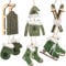 alles-meine.de GmbH 10 TLG. Deko Set - Winter & Weihnachten - Farbwahl - Ski/Schlittschuhe/Schlitten - grün & weiß - aus Holz - Miniatur/Diorama - Anhänger - Weihnachtsdeko..