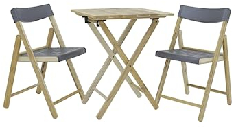 Tramontina Balkonset Potenza, 3-teilig, Bistroset, Tisch mit 2 Stühlen, Gartenmöbel, klappbar, Anthrazit