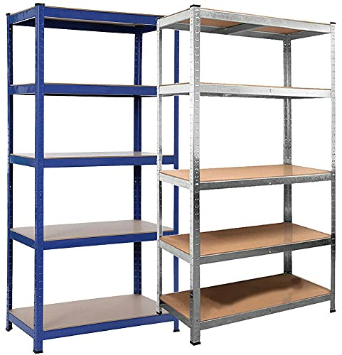 DayPlus 5 Böden Schwerlastregal Lagerregal Metall Garagenregal, Verstellbare Kellerregal 40 cm Tief, Steckregal Schwerlast 170x75x30cm Blau