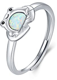 Frosch Schmuck Frosch Ring für Damen,925 Sterling Silber Frosch Kette Süßer Frosch Tier Schmuck Hypoallergene Weihnachts Geschenk für Frauen Herren Mädchen