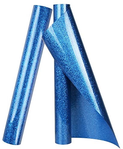 TORC Royal Blue Glitter HTV Heat Transfer Vinyl 2 Rolls Iron on Vinyl for T Shirts Crafts 12 inch x 5 ft