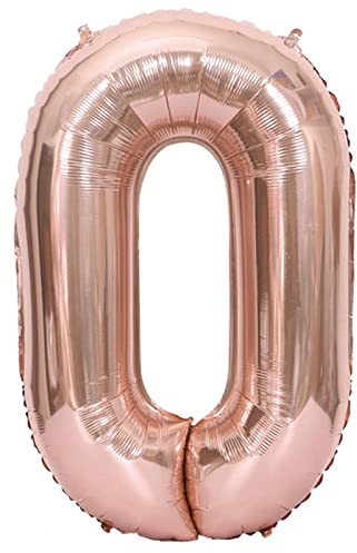 D2D | Party Balloon Zahl 0 XXL in Rosé - Größe 100 cm - Folienballon - Zahlenballon - Geburtstagsdeko - Helium Ballon
