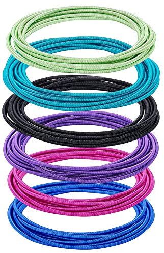 BENECREAT 60 bracciali per corde per chitarra, 6 colori, 2 mm, impilabili, in metallo, per braccialetti a spirale, 10 pezzi, per colore