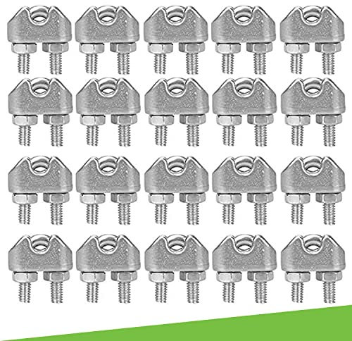parpyon® Morsetti e Tenditori per Filo per stendere Il bucato da Esterno Kit serracavo per Filo in Acciaio Tenditori Vite e Occhiello Prodotto Italiano (20-Morsetti)