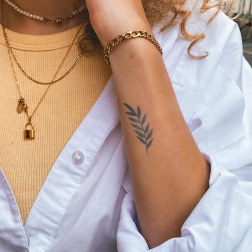 Inkster Tattoo - Eschenzweig | vegane & wasserfeste Temporäre Tattoos für Erwachsene - EU-Kosmetikzertifizierte Farbe - revolutionäres 2 Wochen Tattoo | Premium Klebetattoos & Fake Tattoo