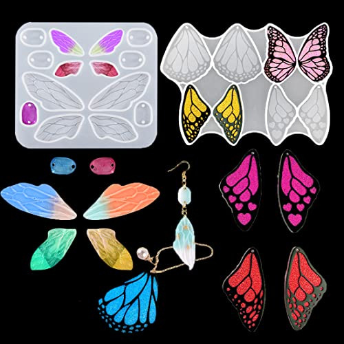 Voyyphixa 2 Stück Epoxidharz Formen Silikon Ohrringe Form Feenflügel Silikonform Epoxidharz Schmetterlingsflügel Form Resin Formen für Ohrringe Halskette Schlüsselanhänger Gießform