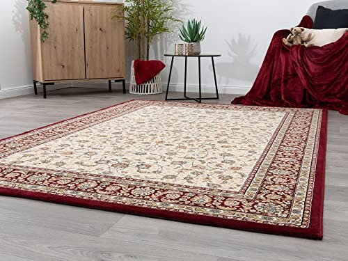 Steffensmeier Wohnzimmerteppich Classical Quality | Wohnzimmer | Beste Qualität | Orientalisch | Floral Beige/Rot, Größe: 200x290 cm