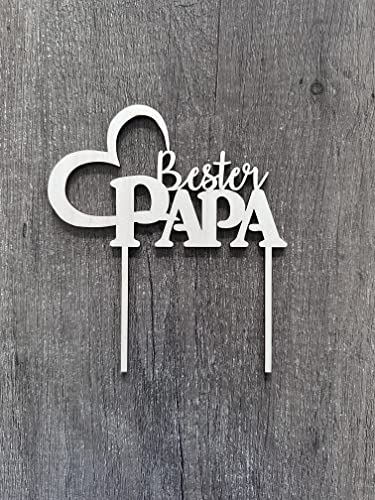 CAKE TOPPER Bester Papa Holz Kuchenstecker Stecker Vatertag Vater Vati Torte Kuchen Deko Tortenstecker