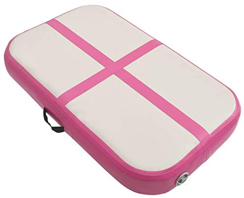 Keketa Aufblasbare Gymnastikmatte mit Pumpe Turnmatte Aufblasbar Tumbling Matten Tranningsmatte Fitnessmatte Yogamatte Gymnastikmatte Sportmatte für Zuhause Outdoor 60x100x20 cm PVC Rosa