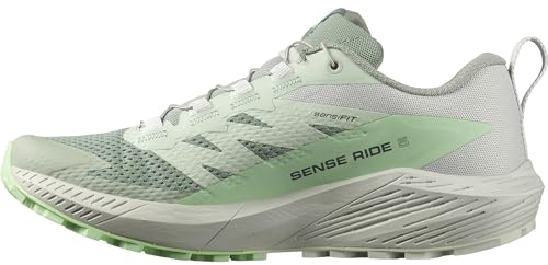 Salomon Sense Ride Damen Trail-Laufschuhe, Outdoor-bereit, Vielseitiger Grip, Leichtgewichtiger Schaft, Lily Pad, 37 1/3
