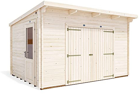 Dunster House Garden Workshop Log Cabin 4 x 3 Metres Heavy Duty Wooden Shed Outdoor Storage EvilGenius