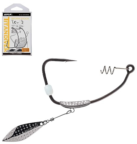 BKK Titandiver Schwimmköderhaken, 2/0, 1/453.6 g, 2er-Pack, 2 x Nadelhakenspitze, Supergleitbeschichtung, feste Leine, abnehmbare Teaserklinge, Feststellfeder, unkrautfreies Angeln