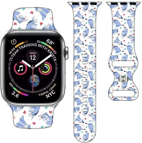 AXCOFYER7 Cartoon Band for Apple Watch 38mm-45mm, SE Series 8-3, Silicone iWatch Band for Women, Kids & Men, Style 22