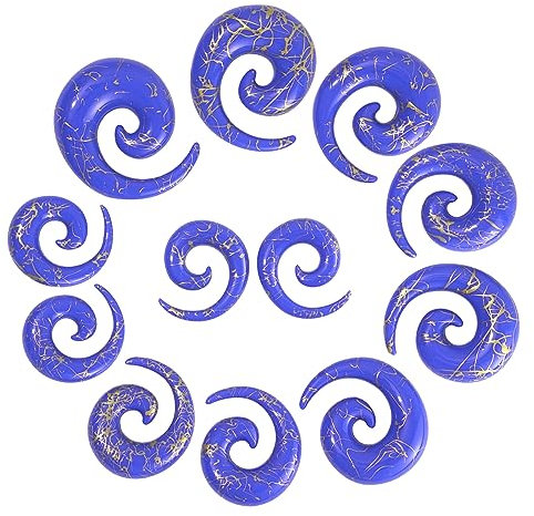 Longbeauty 6 Paare Acryl Tapers Dehnspirale Dehnschnecke Dehnstab Piercing Ohr Expander Kit 10MM-20MM, Blau, Stil B