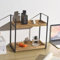 MENAYODA Desktop-Aufbewahrungsregal, Multifunktionales Holzregal mit Metallgestell, Schreibtisch-Organizer Zwei Ebenen, Küchenregal, Badezimmerregal, Kosmetikregal