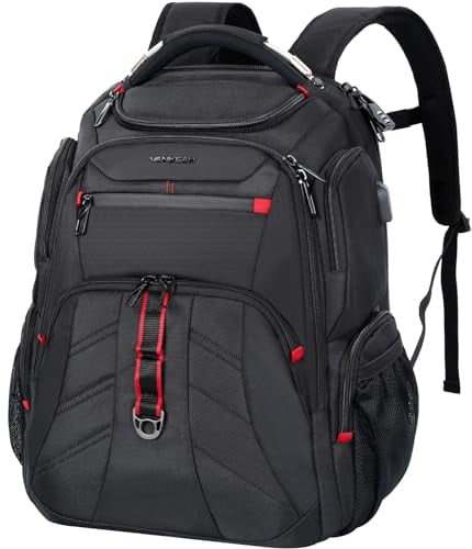 VANKEAN Travel Laptop Backpack 17.3 Inch TSA Friendly, Water Resistant Anti Theft XL Computer Backpack with RFID Pockets College Backpacks with USB Port for Men Women Business Work Bag, Black
