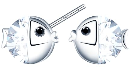 CONILOK Küssender Fisch Ohrringe Silber 925 Stecker Ohrstecker Ohrhänger Silber Damen Schmuck Ohrring Kleine Geschenke für Frauen Mädchen Freundin Mutter Geburtstag Hochzeit Weihnachtstag Valentinstag