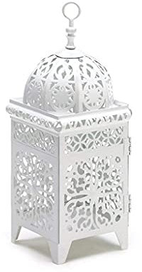 Kerze Kerzenhalter, Metallhandwerk Kerzenständer Hängende Laterne Hochzeitsdekoration Retro Kronleuchter Kerzenständer Teelampe Heimdekoration (Farbname: Weiß) (Color : White)