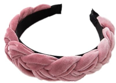Damen Samt Haarreif Breit Haarband Geflochten Stirnband Vintage Haarreifen Haarschmuck Haarzubehör Verdrehtes Geknotetes Stirnband für Frauen Mädchen für den täglichen Gebrauch,Rosa