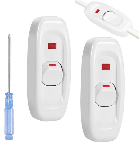2Pcs Switch per elettrodomestici, Interruttore Lampada Comodino, Interruttore Lampada, Interruttore Intermedio per Lampada, Interruttore Rompifilo, per Piccoli Elettrodomestici o Lampada,10A/250V