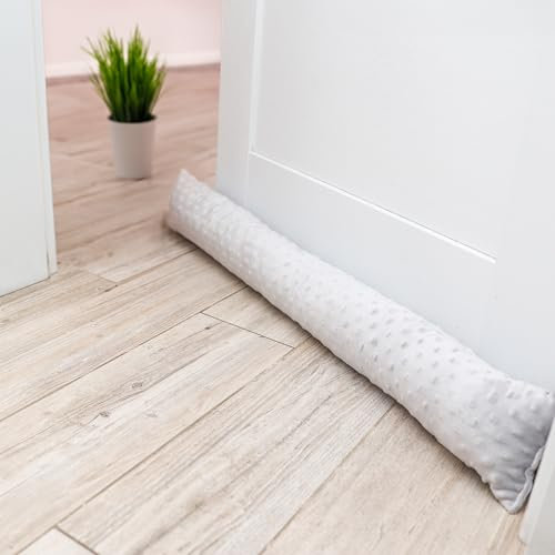 Totsy Baby Boudin de Porte Isolant Froid 120 cm – Bas de Porte et fenêtre Coupe-Vent décoratif Idéal pour entrée Maison fenêtres et Coussin pour Chambre Enfant Minky Gris Clair