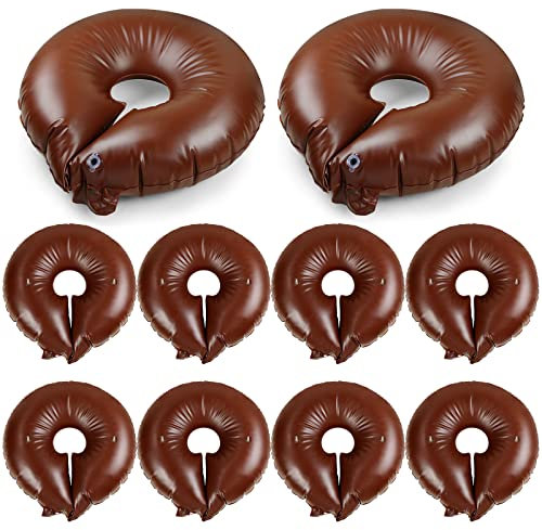 Nuogo 10 Pcs Tree Watering Bag 15 Gallon, Slow Release Watering Ring PVC Planting Water Bag for Trees and Shrub, Automatic Tree Watering System Drip Irrigation Ring, Brown, 35.4 x 35.4 Inch